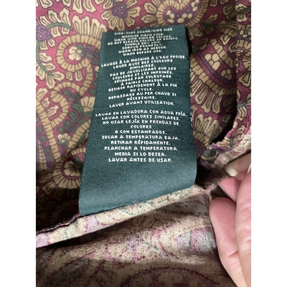 Vtg Ralph Lauren New Bohemian Purple Paisley Bed Skirt KING Dust Ruffle